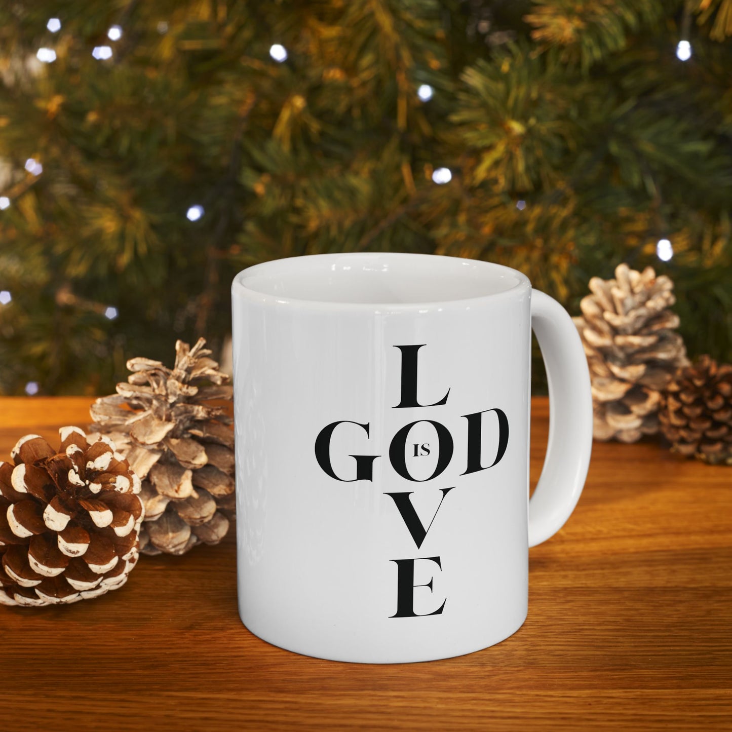 "God Is Love" Cross White Coffee Mug