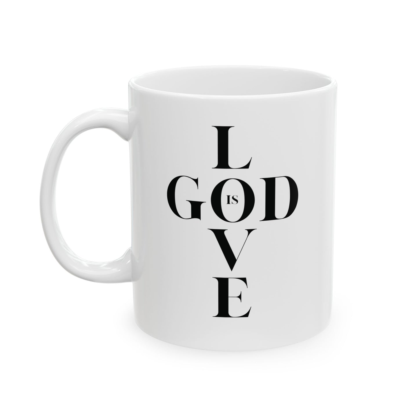 "God Is Love" Cross White Coffee Mug
