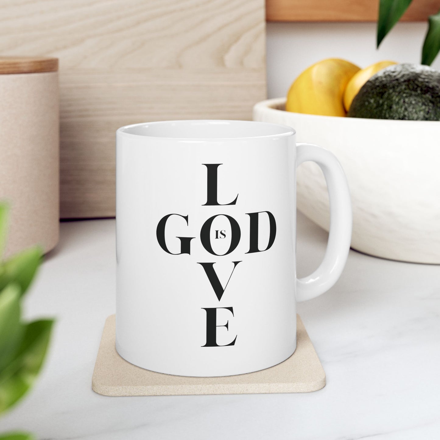 "God Is Love" Cross White Coffee Mug