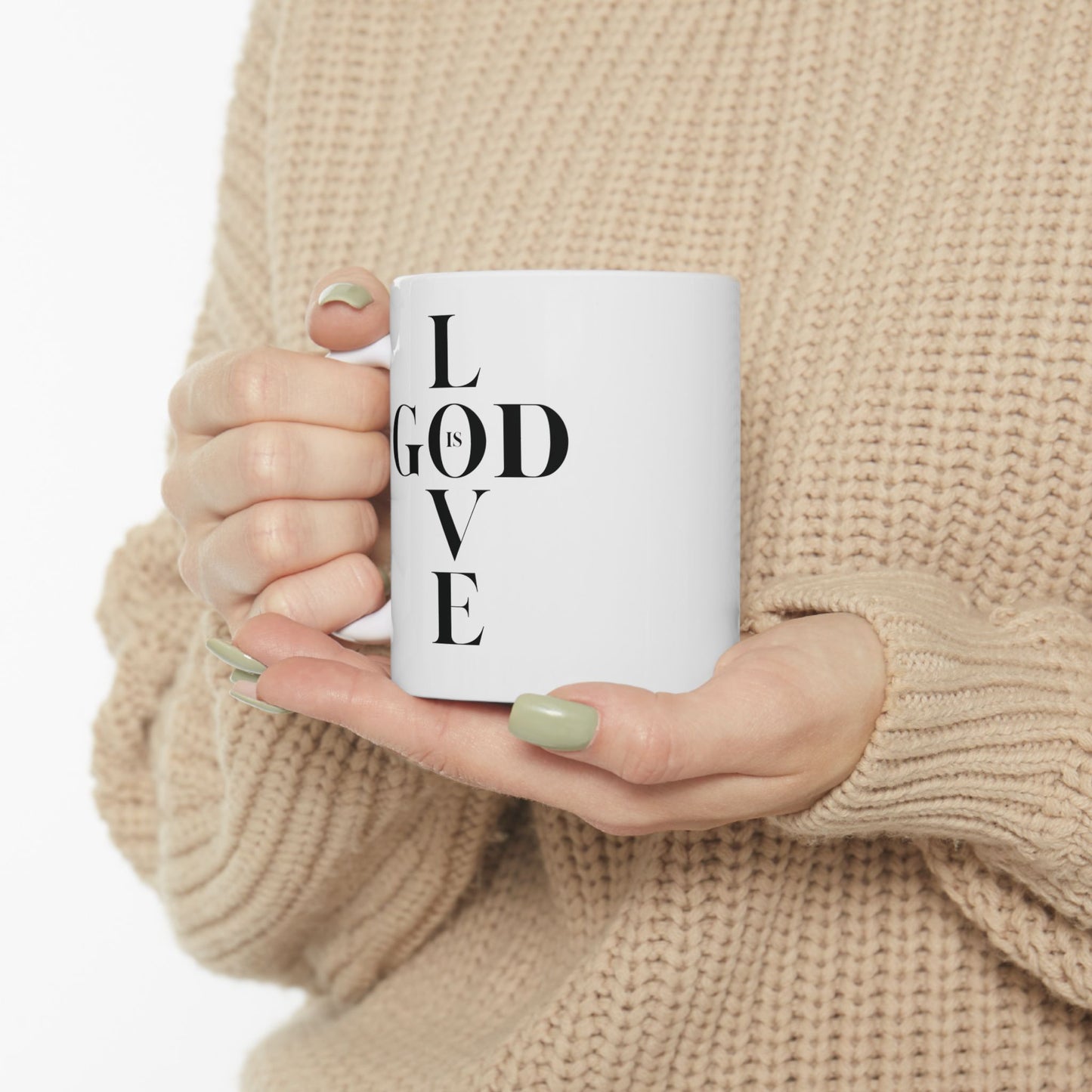 "God Is Love" Cross White Coffee Mug