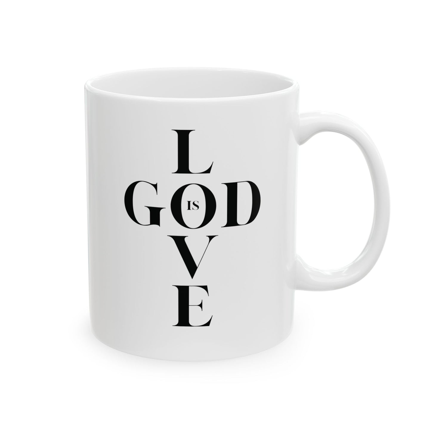 "God Is Love" Cross White Coffee Mug
