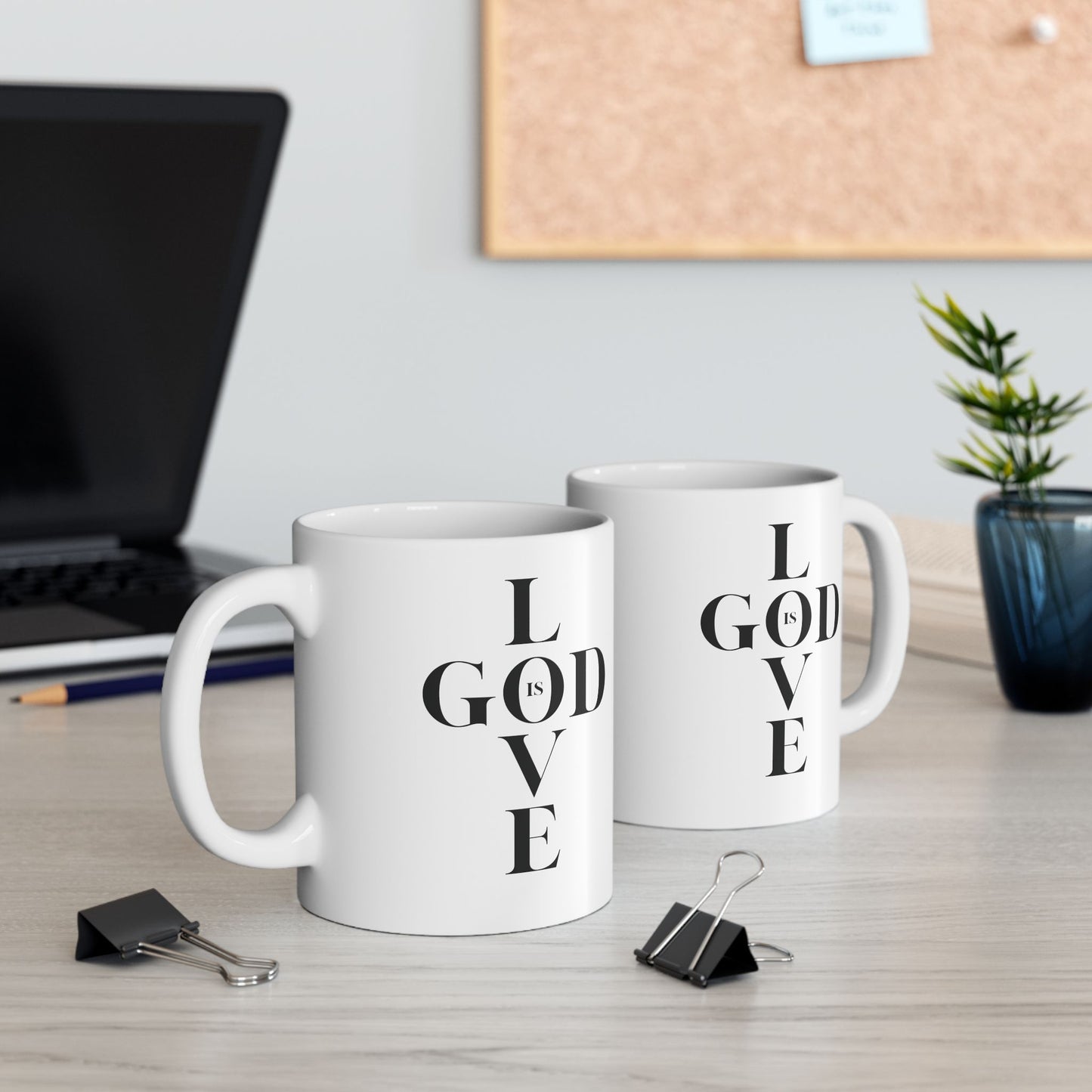 "God Is Love" Cross White Coffee Mug