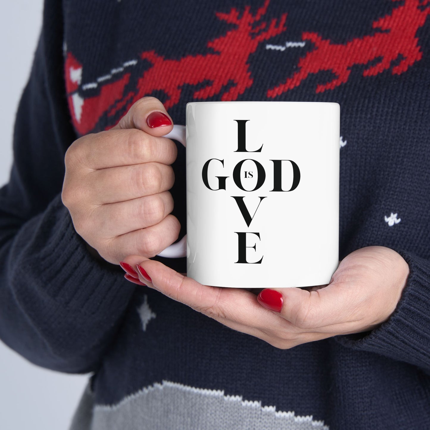 "God Is Love" Cross White Coffee Mug